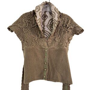 Paola Poggi Italy Sculptural Textured Knit Womens Cardigan Tie Back Size 38 S